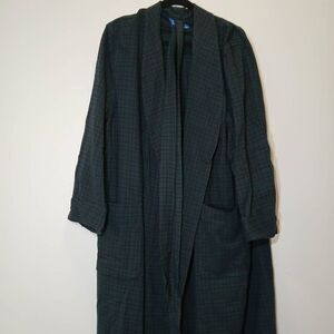 Vintage pendleton mens large long wool robe tartan plaid teal dark green